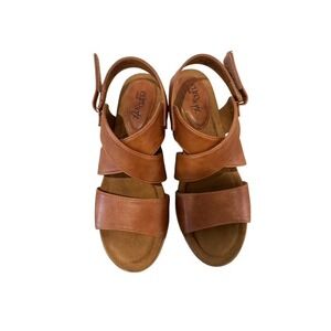 Eurosoft Brown Sandals Wedge Heel Ankle Strap Comfort Casual Shoes size 8.5